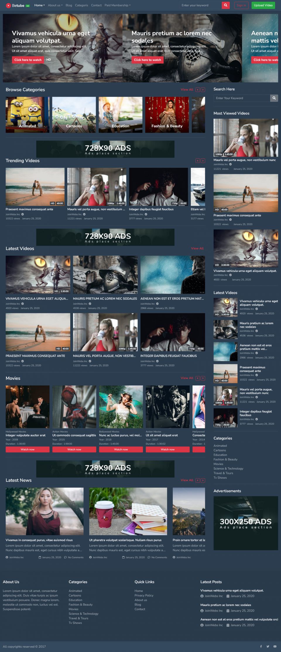 WordPress template ThemeForest Betube