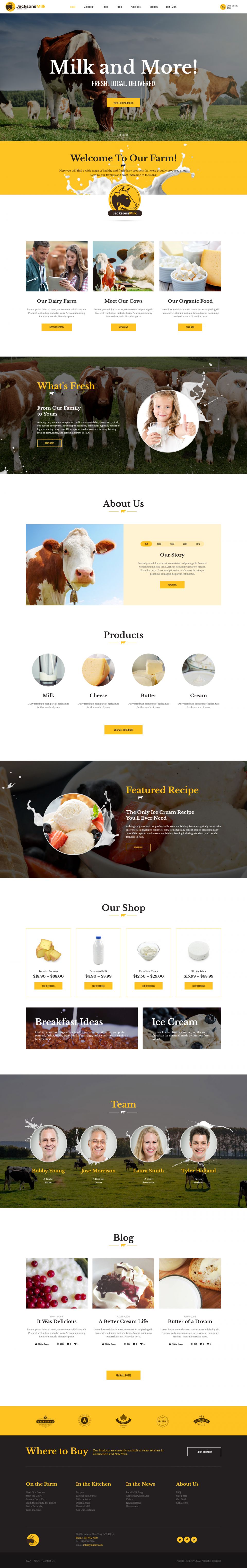 WordPress template ThemeForest Dairy Farm