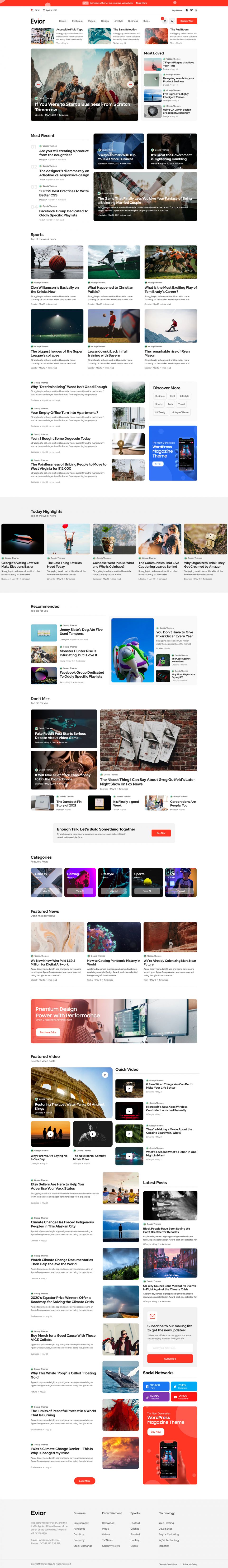 WordPress template ThemeForest Evior