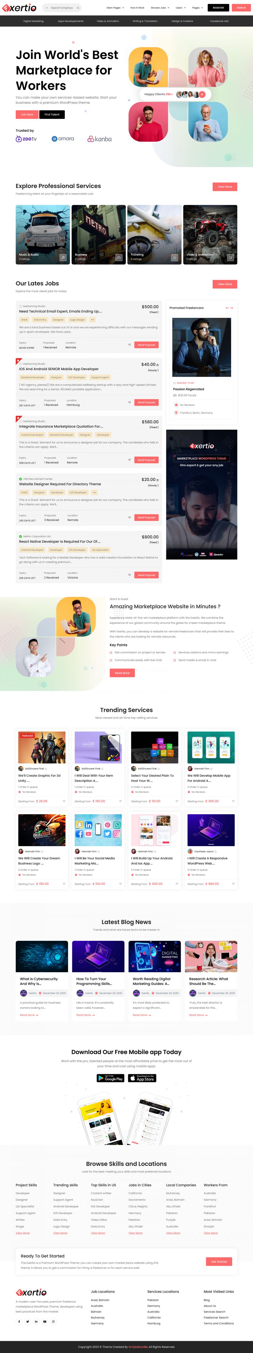WordPress template ThemeForest Exertio