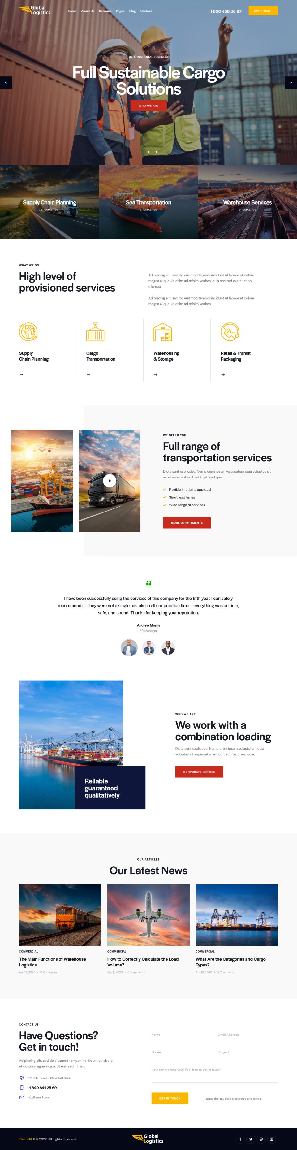 Template ThemeForest Global Logistics WordPress template ThemeForest Global Logistics