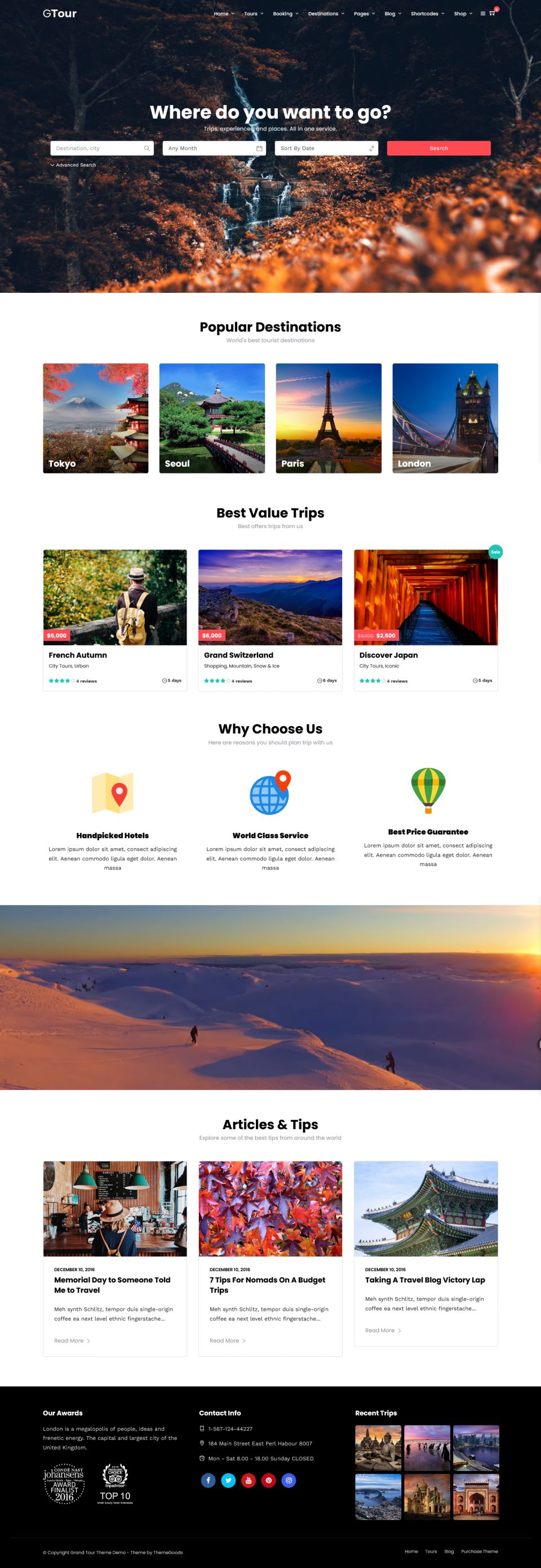 WordPress template ThemeForest Grand Tour