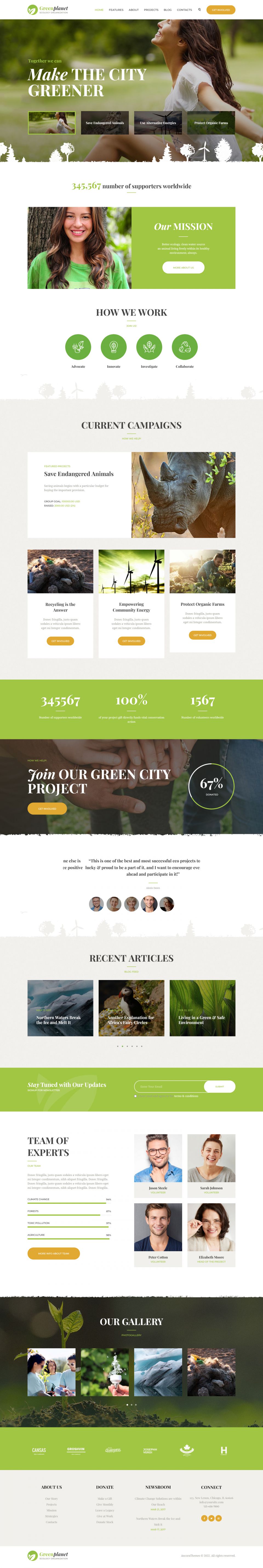 WordPress template ThemeForest Green Planet