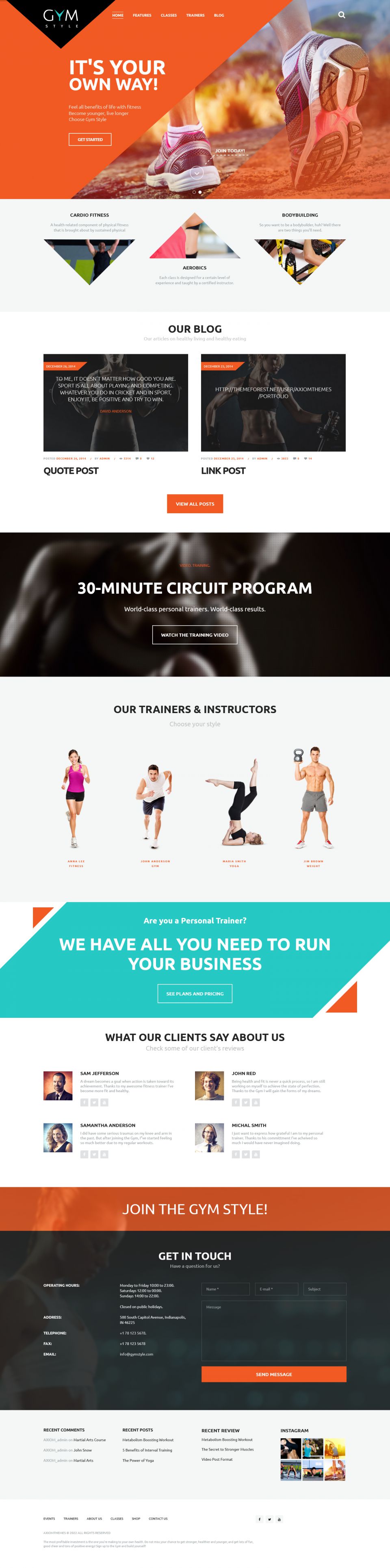 Template ThemeForest GYM WordPress template ThemeForest GYM