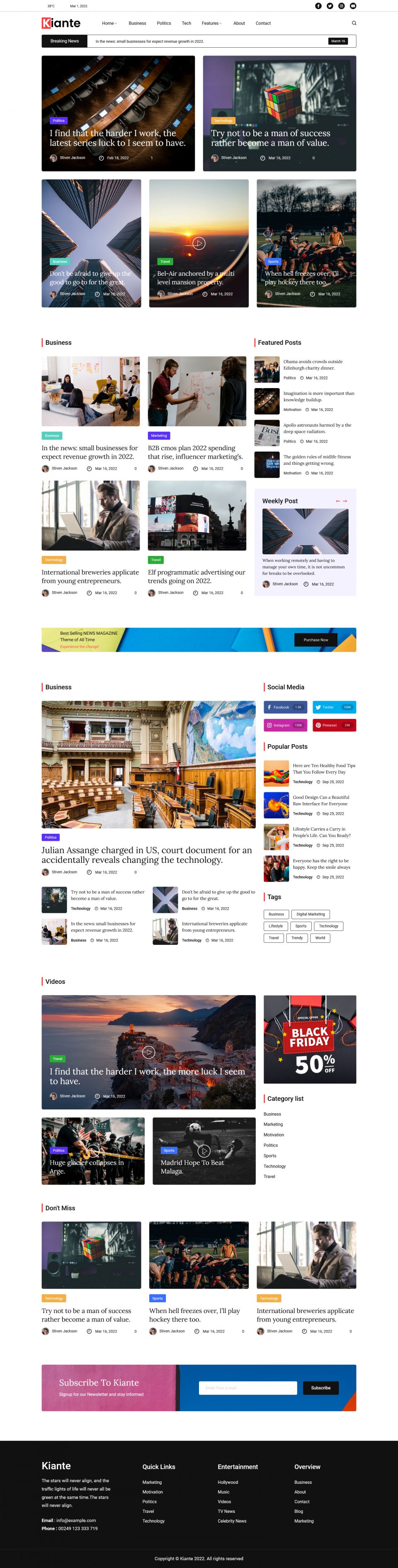 WordPress template ThemeForest Kiante