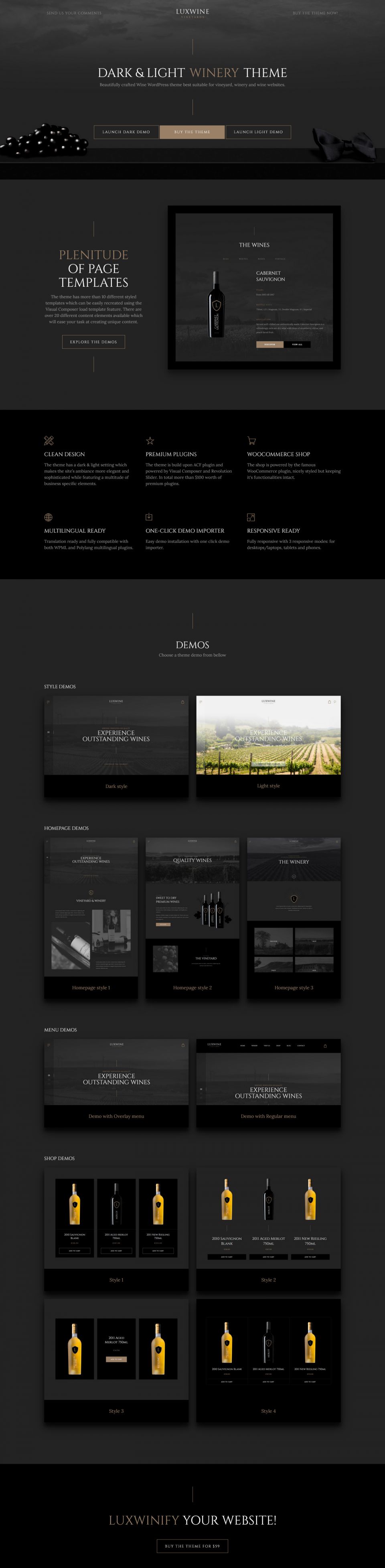 WordPress template ThemeForest Luxwine