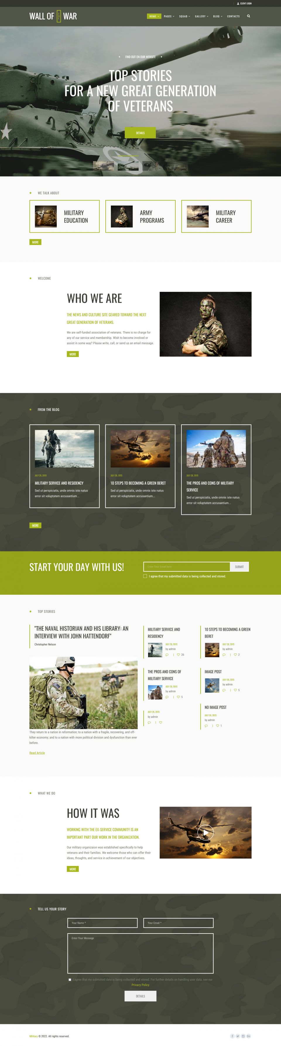 WordPress template ThemeForest Military