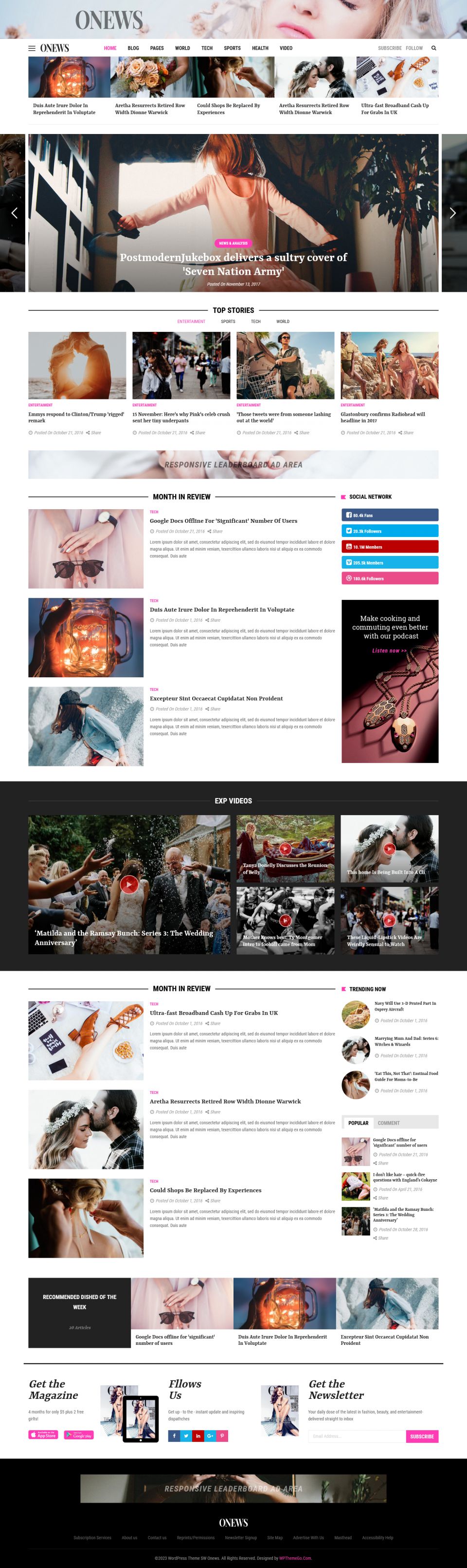 Template ThemeForest ONews WordPress template ThemeForest ONews