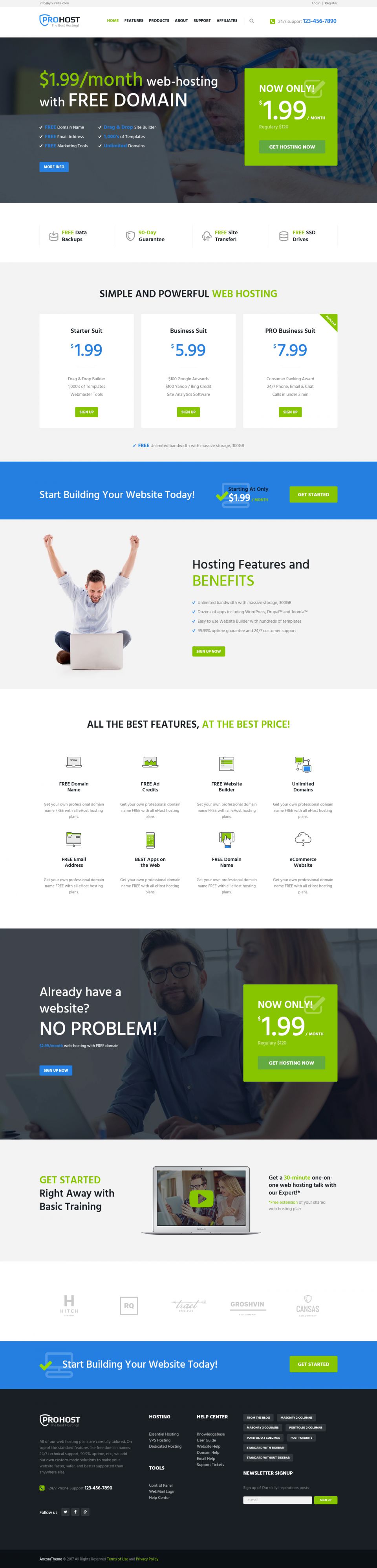 Template ThemeForest ProHost WordPress template ThemeForest ProHost