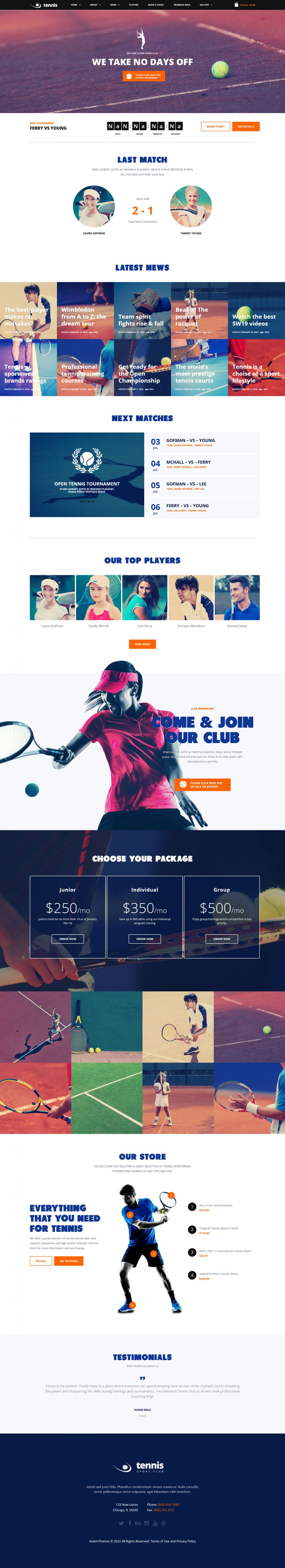 Template ThemeForest Tennis WordPress template ThemeForest Tennis