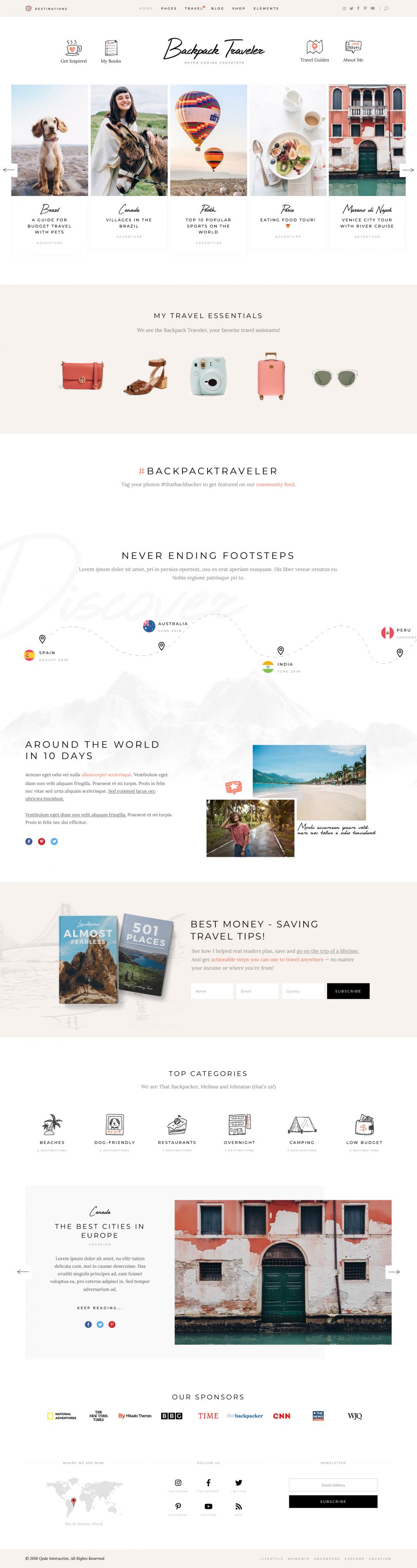 WordPress template ThemeForest Backpack Traveler