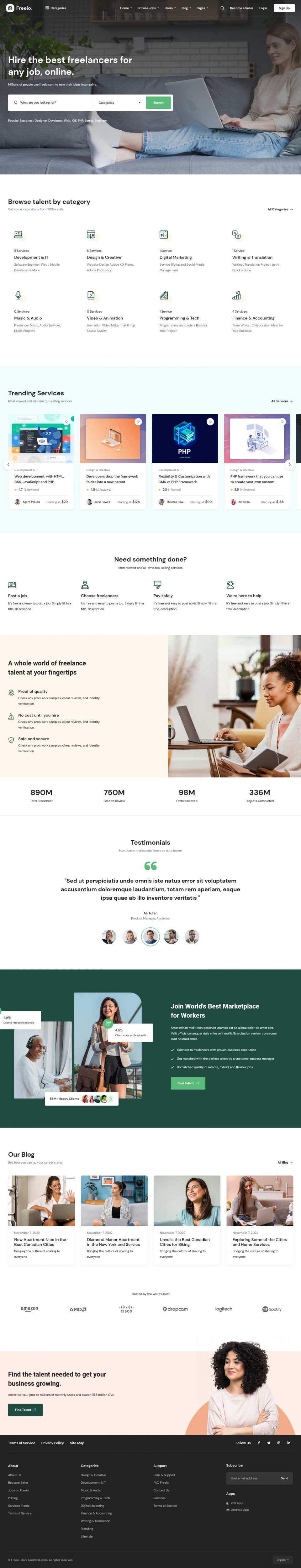WordPress template ThemeForest Freeio