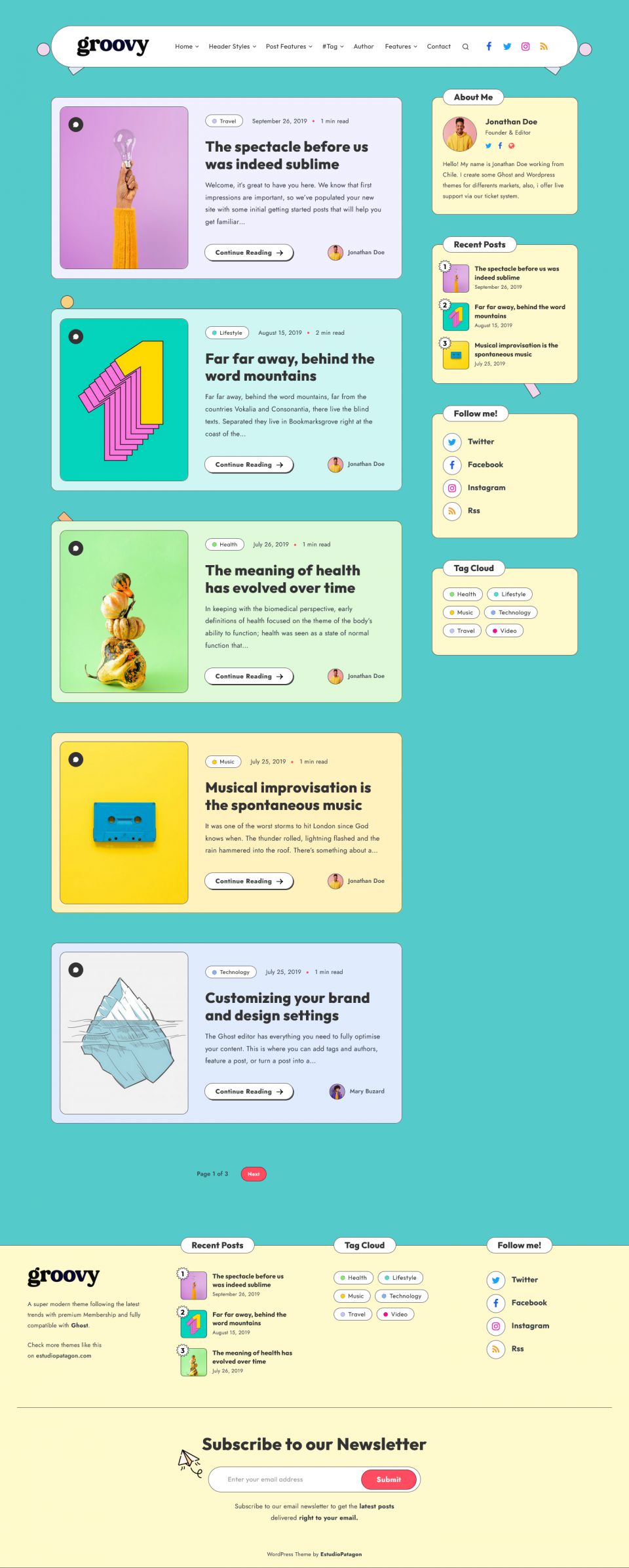 WordPress template ThemeForest Groovy