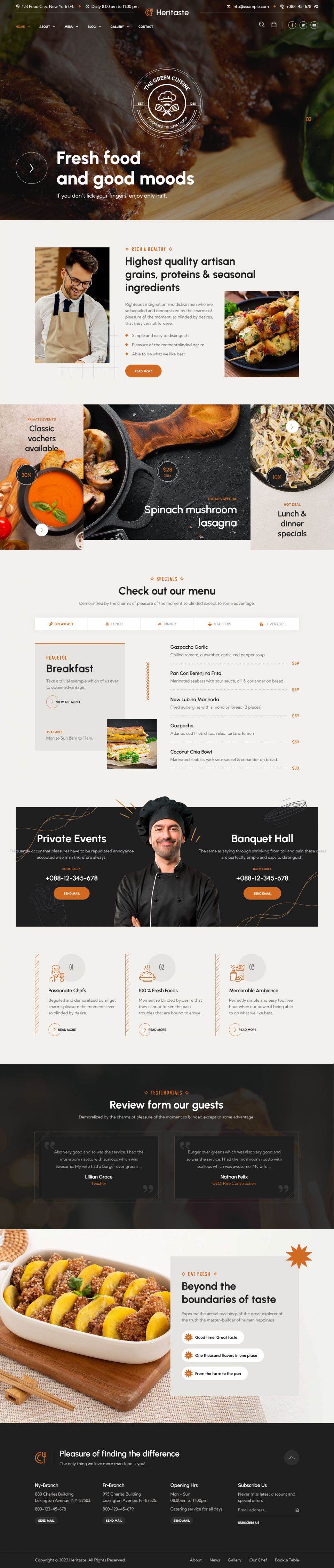 WordPress template ThemeForest Heritaste