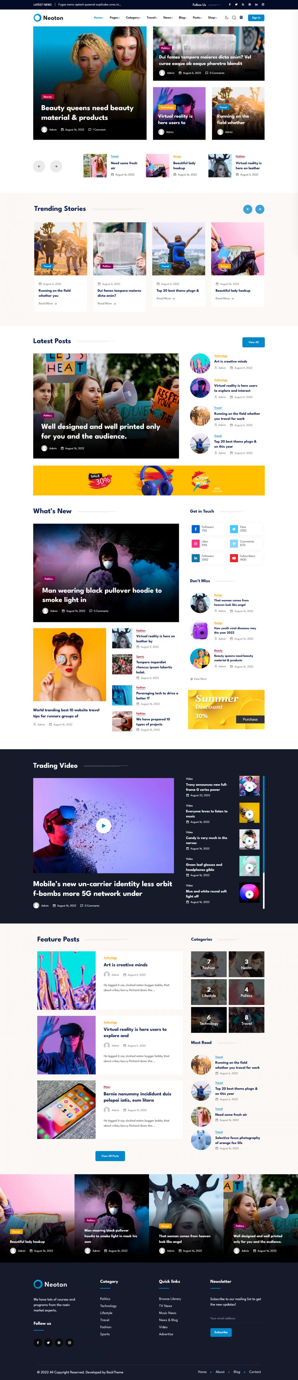 WordPress template ThemeForest Neoton