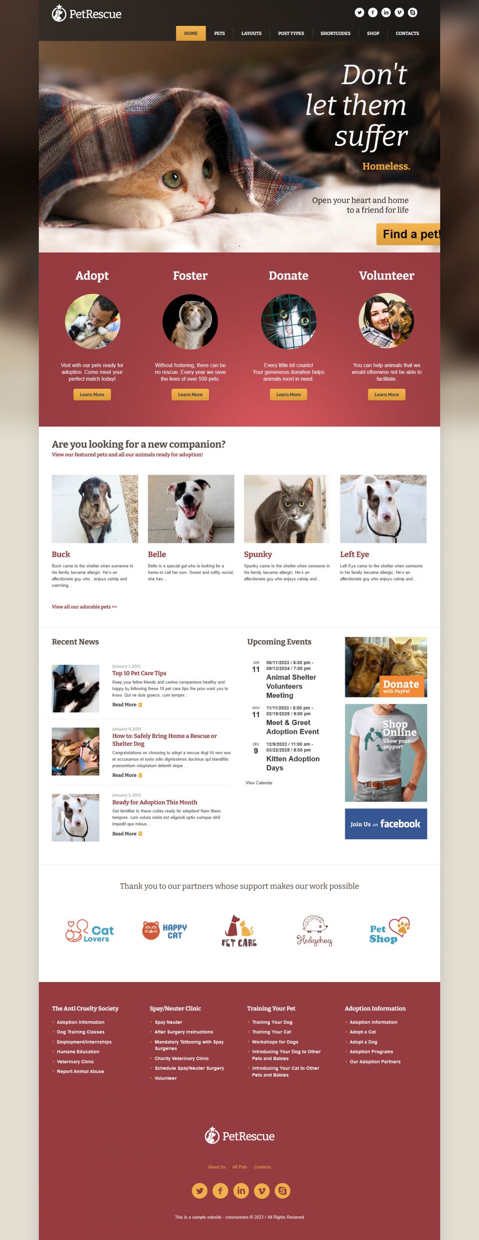 WordPress template ThemeForest Pet Rescue