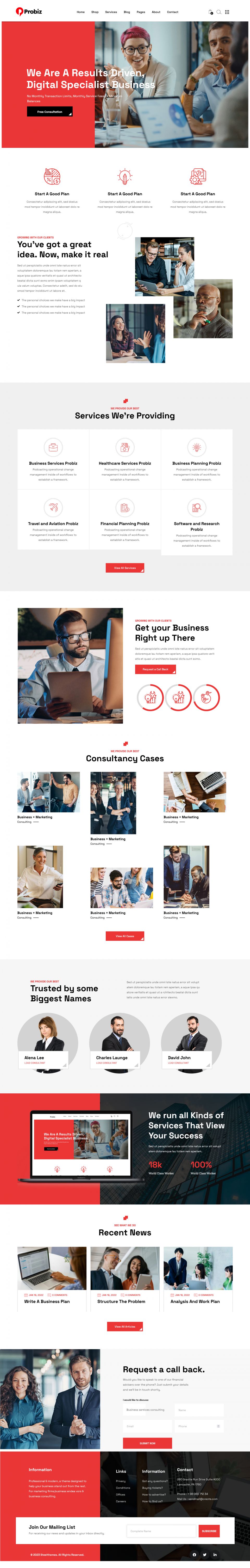 Template ThemeForest Probiz WordPress template ThemeForest Probiz