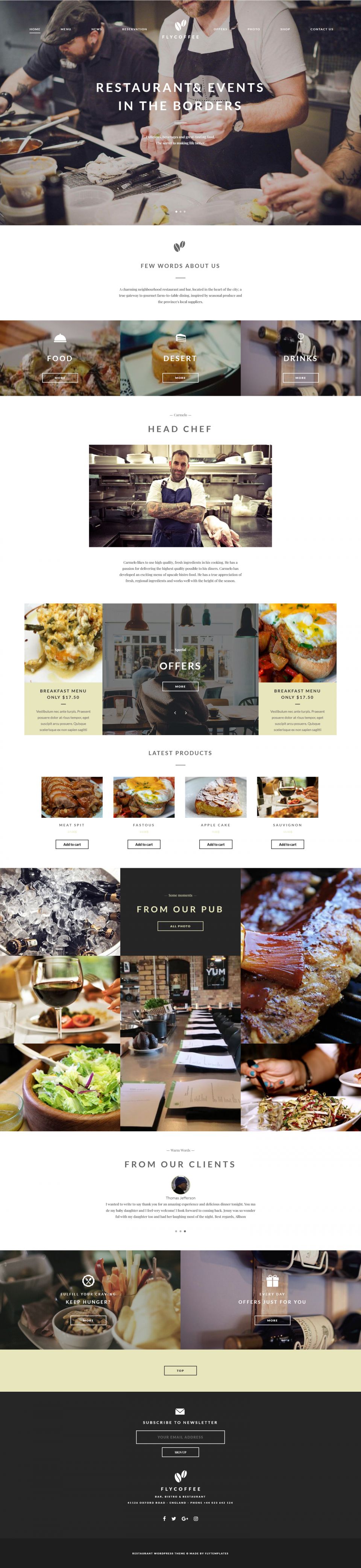 WordPress template ThemeForest FlyCoffee Shop
