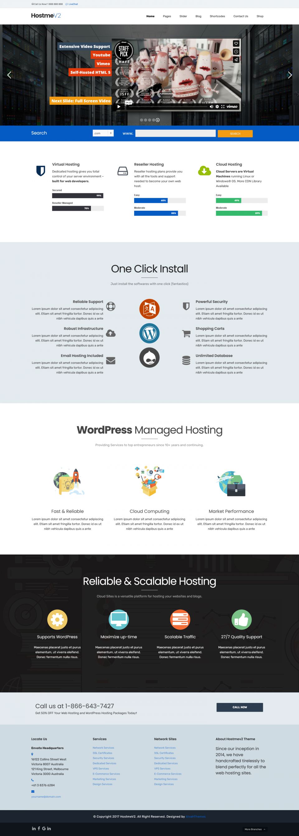 WordPress template ThemeForest Hostme v2