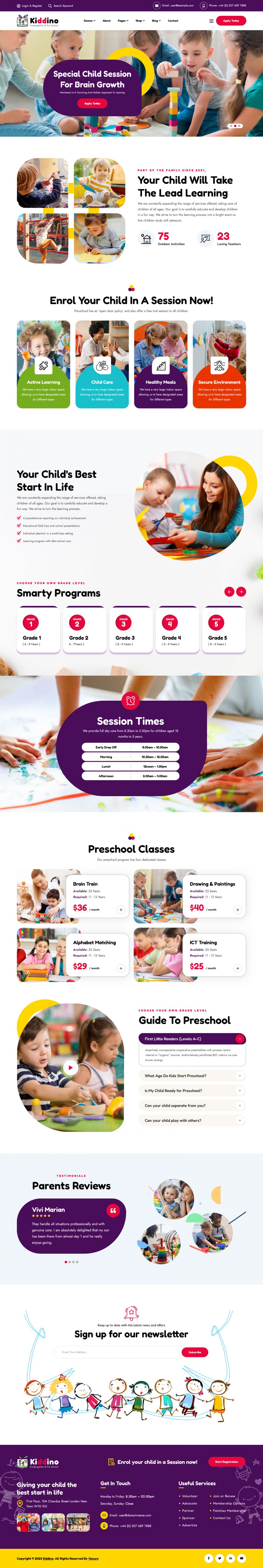 WordPress template ThemeForest Kiddino