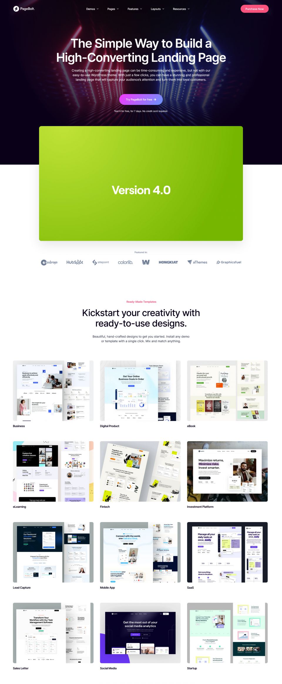 WordPress template ThemeForest PageBolt