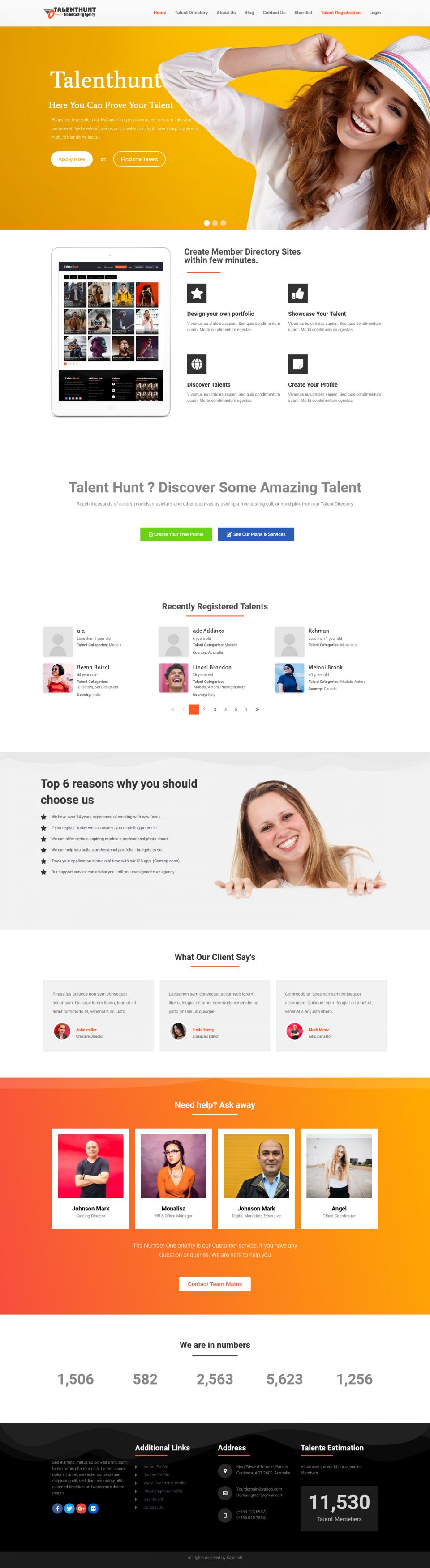 WordPress template ThemeForest Talent Hunt
