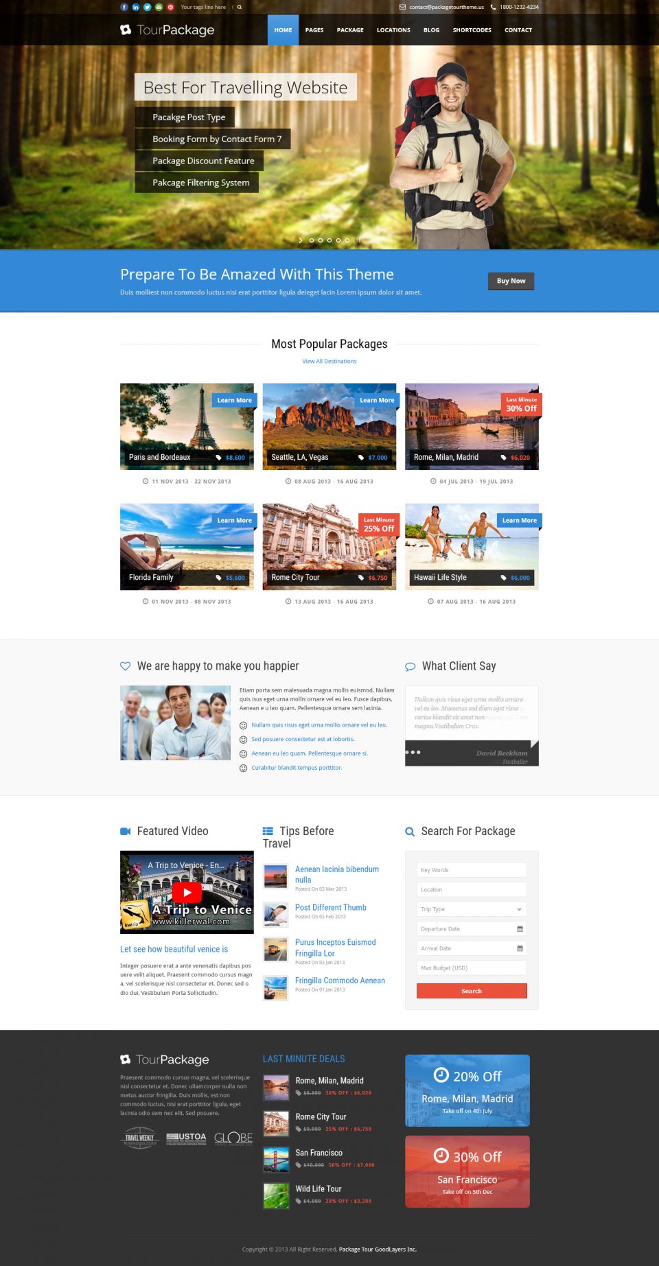 WordPress template ThemeForest Tour Package