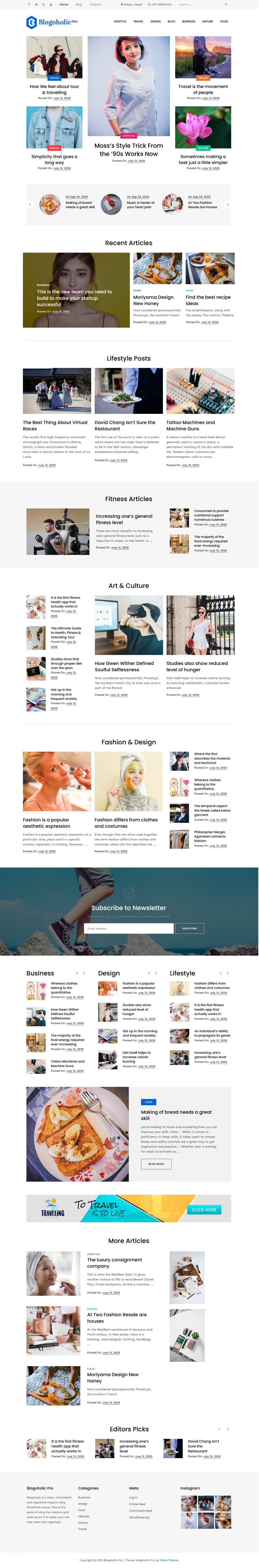 WordPress template Theme Palace Blogoholic Pro