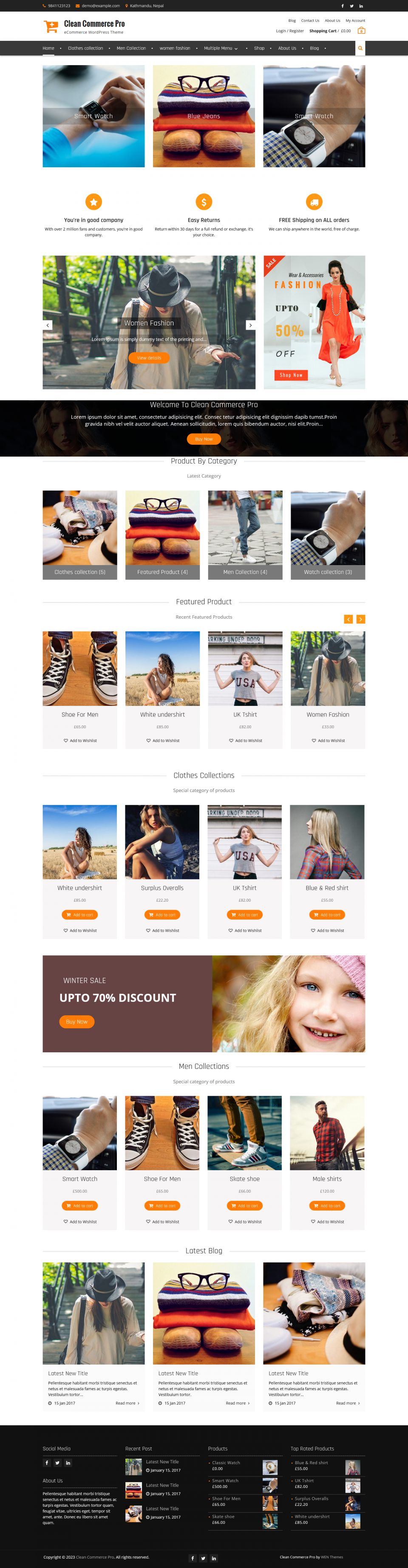 WordPress template Theme Palace Clean Commerce Pro