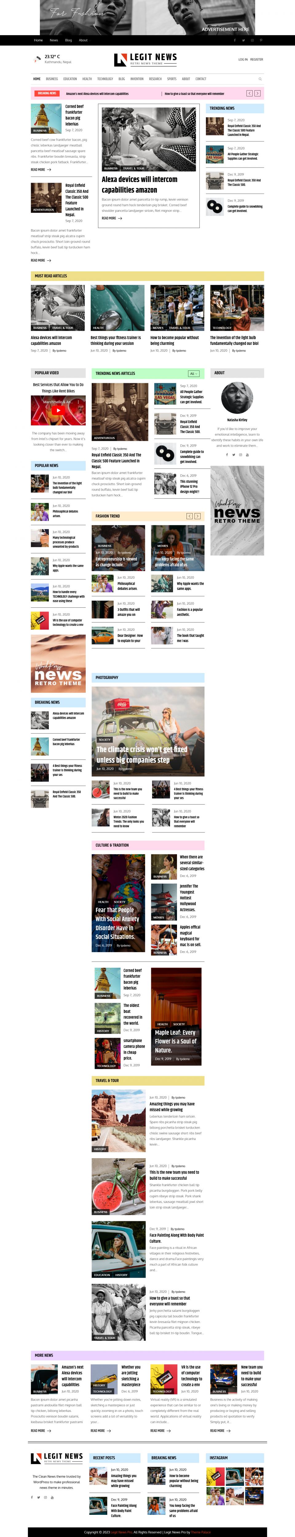 WordPress template Theme Palace Legit News Pro