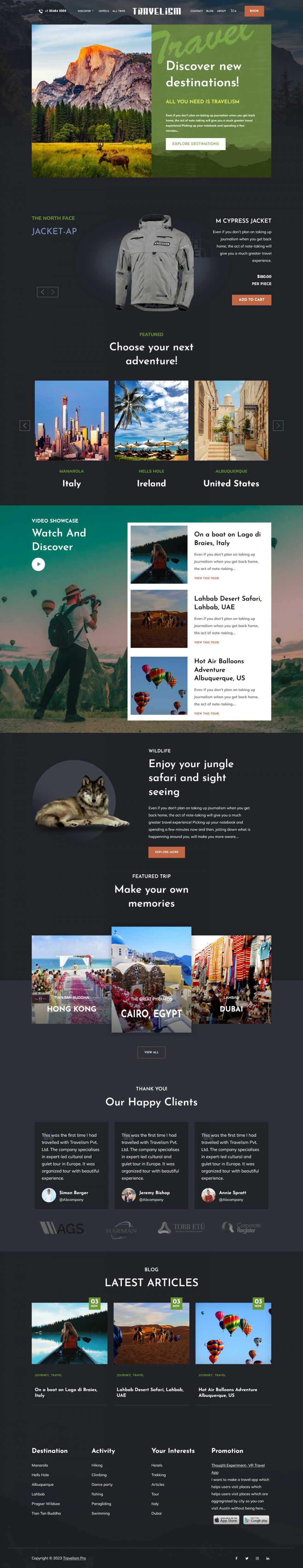 WordPress template Theme Palace Travelism Pro