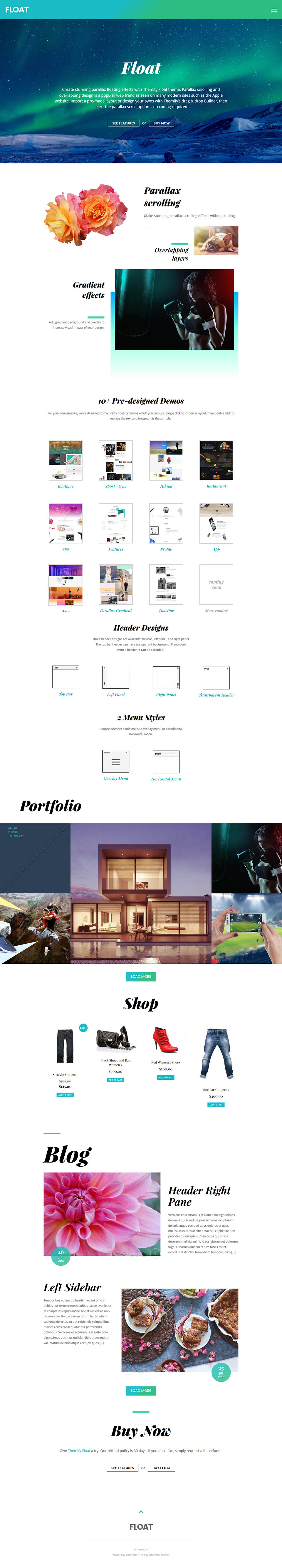 WordPress template Themify Float
