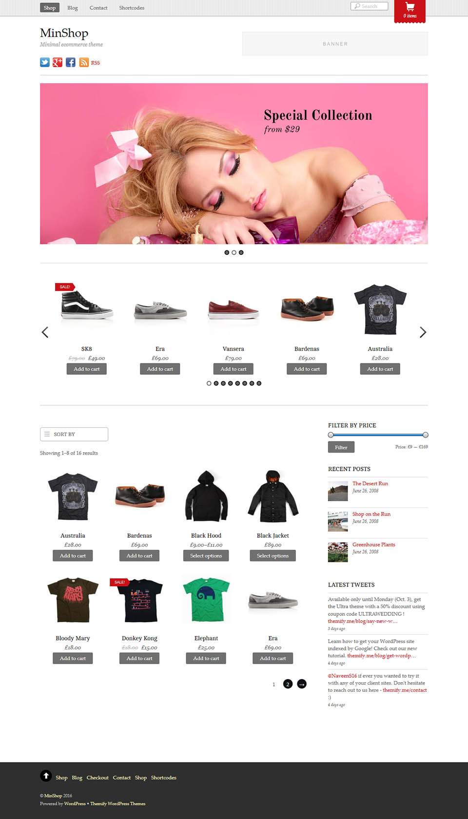 WordPress template Themify Minshop