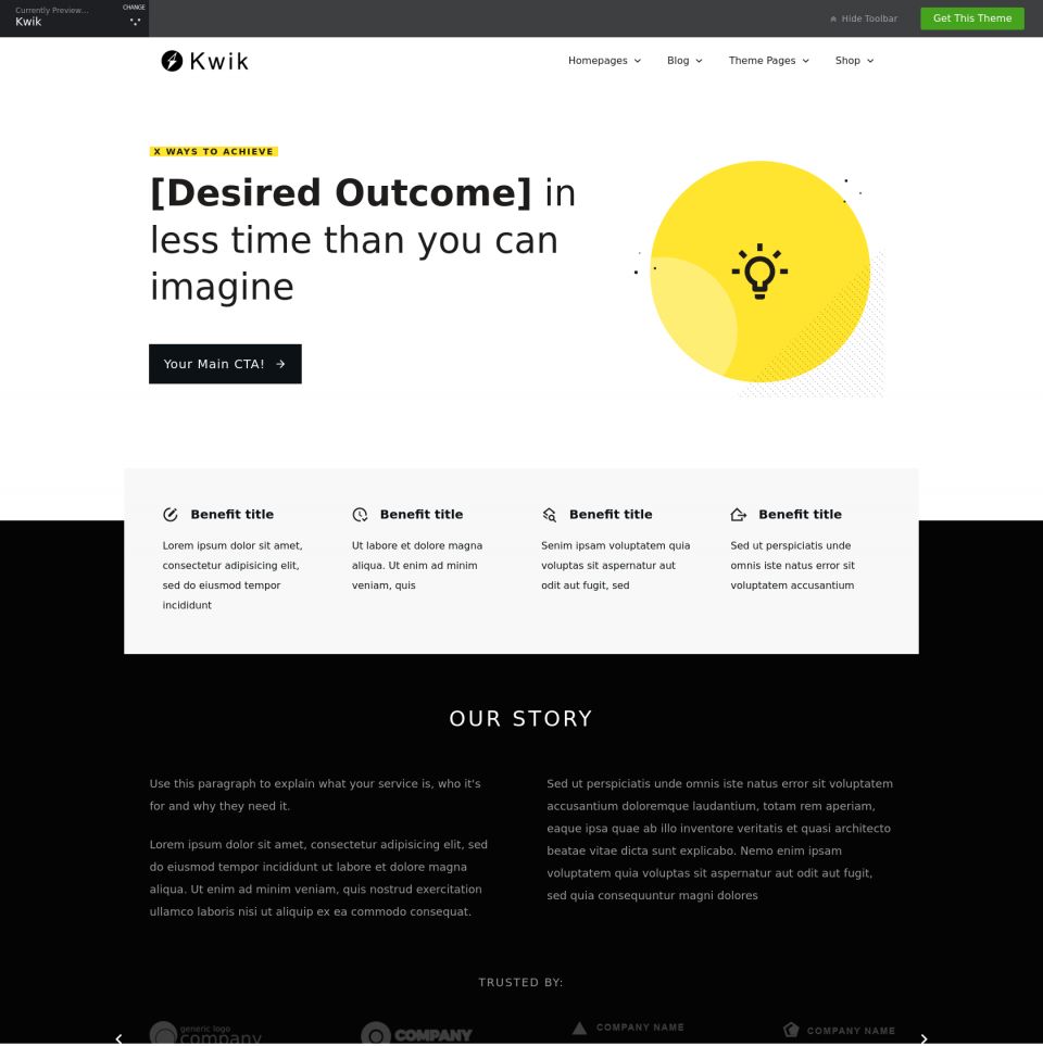 WordPress template ThriveThemes Kwik