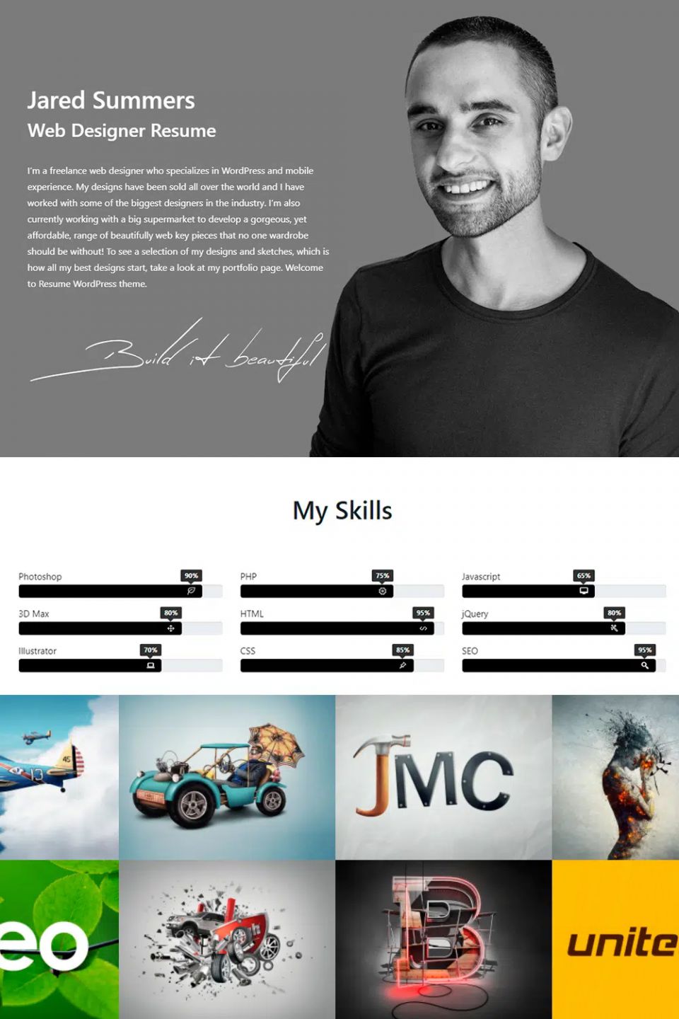 WordPress template Visualmodo Resume