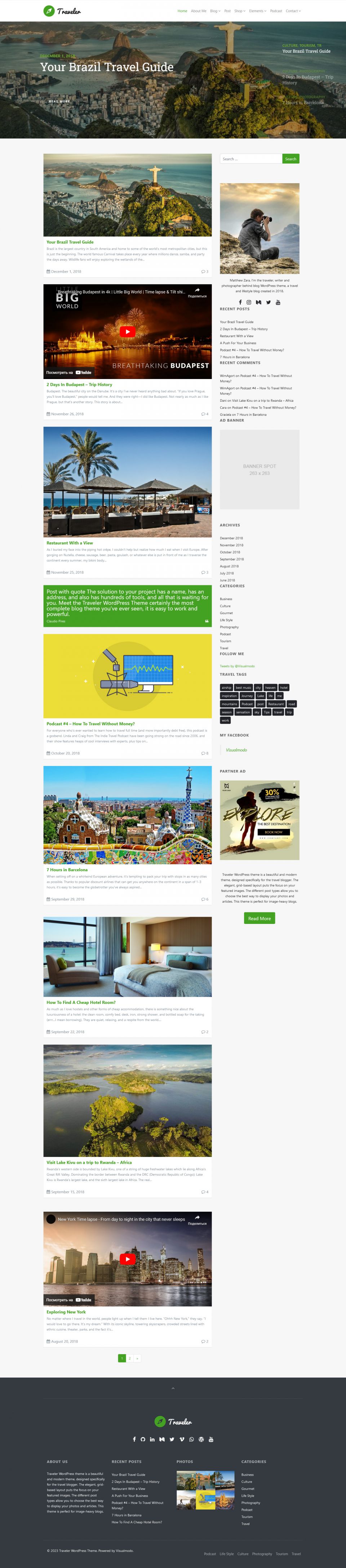 WordPress template Visualmodo Traveler