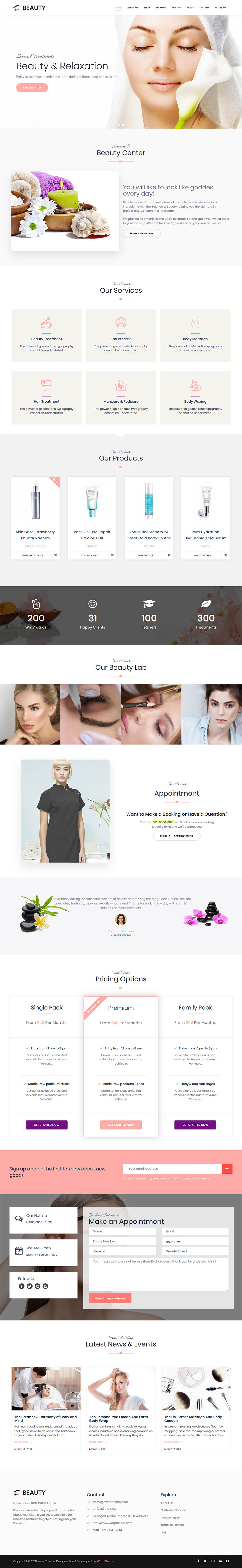 WordPress template WarpTheme Beauty Pro