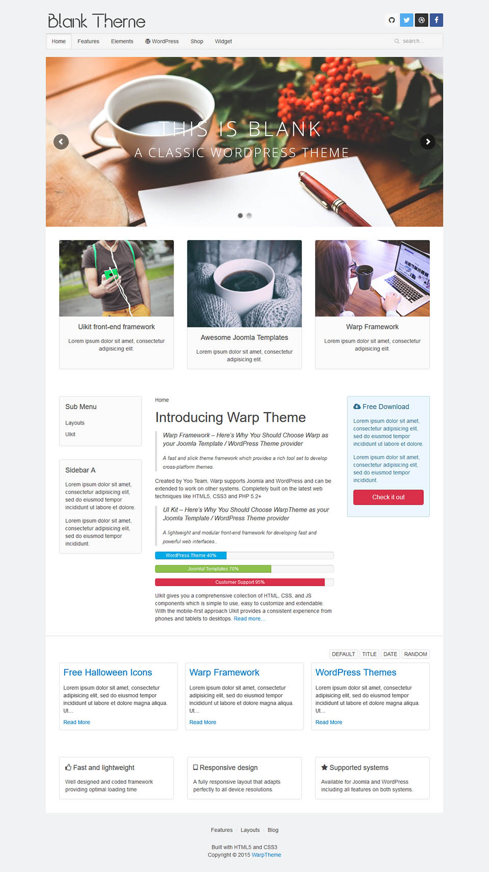 WordPress template WarpTheme Blank Pro