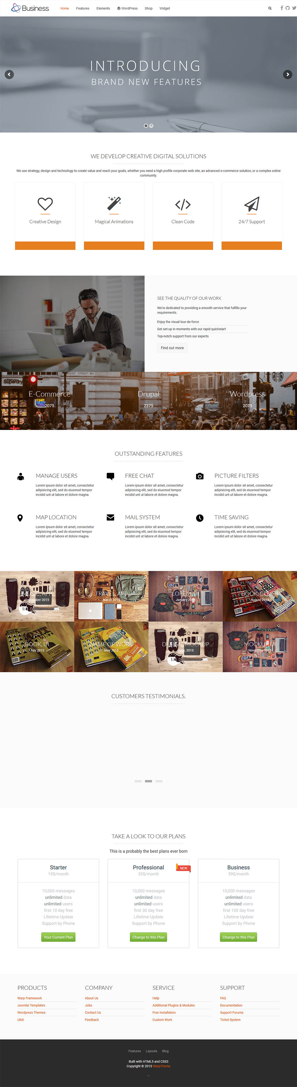 WordPress template WarpTheme Business Pro