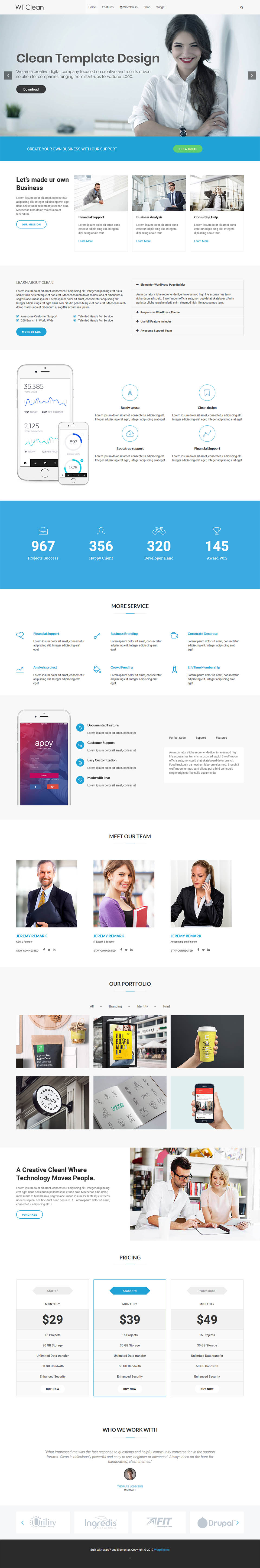 WordPress template WarpTheme Clean Pro