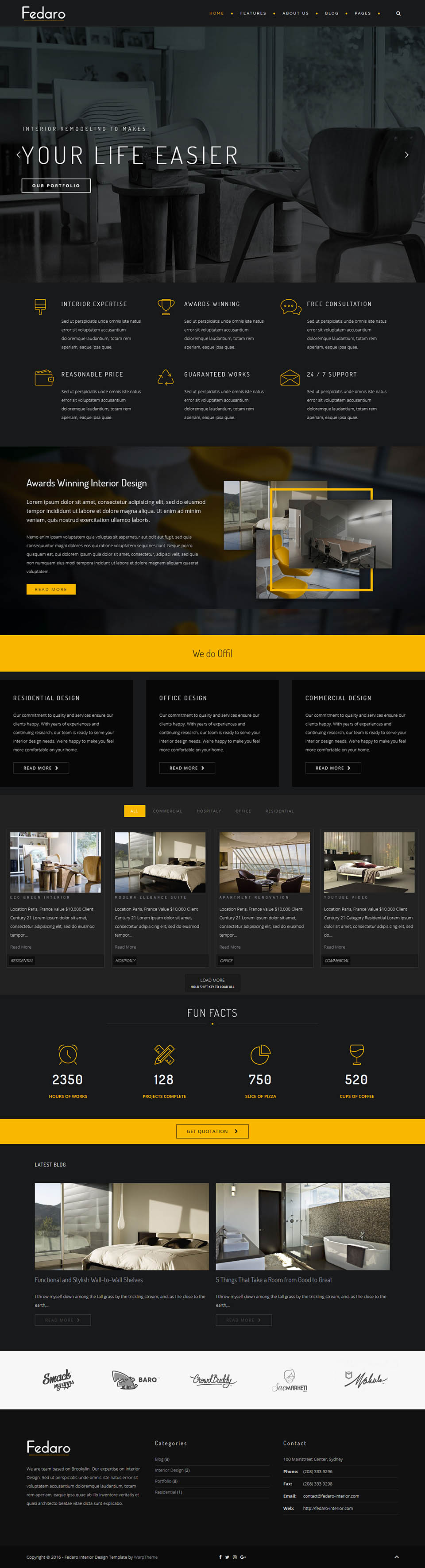 WordPress template WarpTheme Fedaro Pro