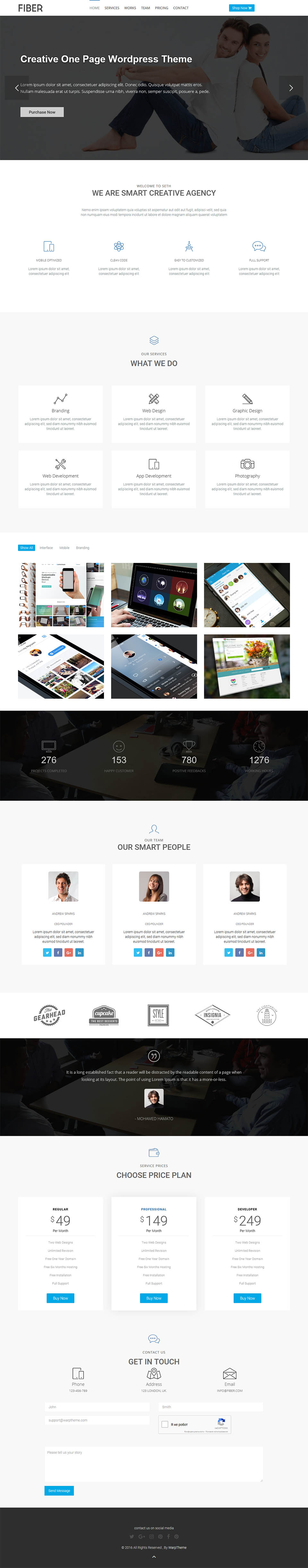 WordPress template WarpTheme Fiber Pro
