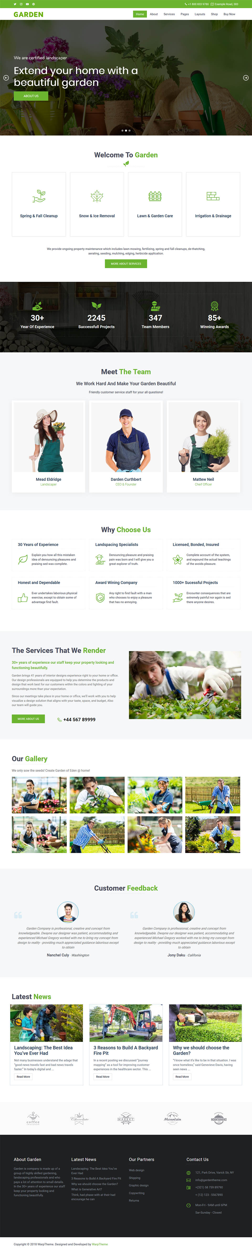 WordPress template WarpTheme Garden Pro