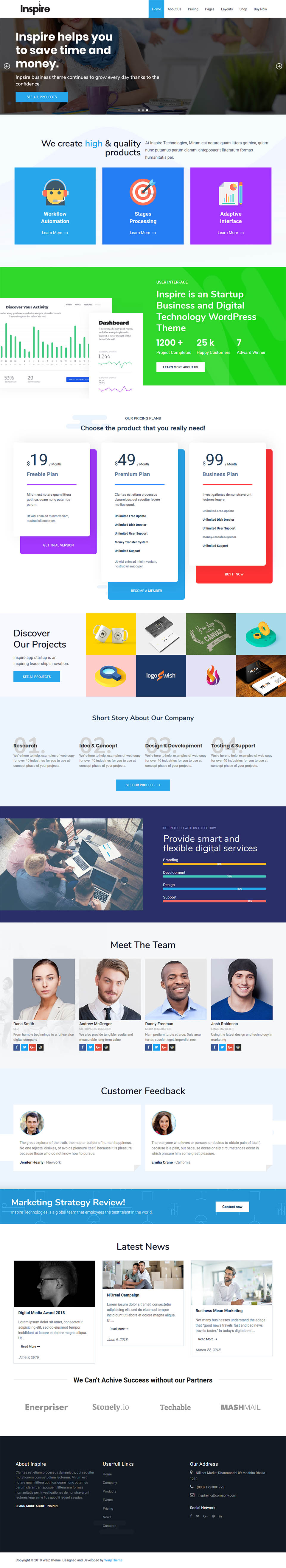 WordPress template WarpTheme Inspire Pro