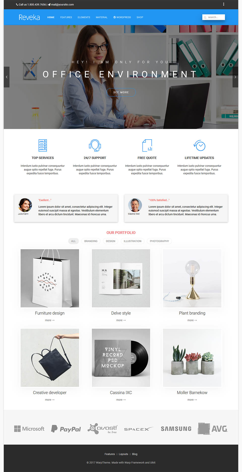 WordPress template WarpTheme Reveka Pro