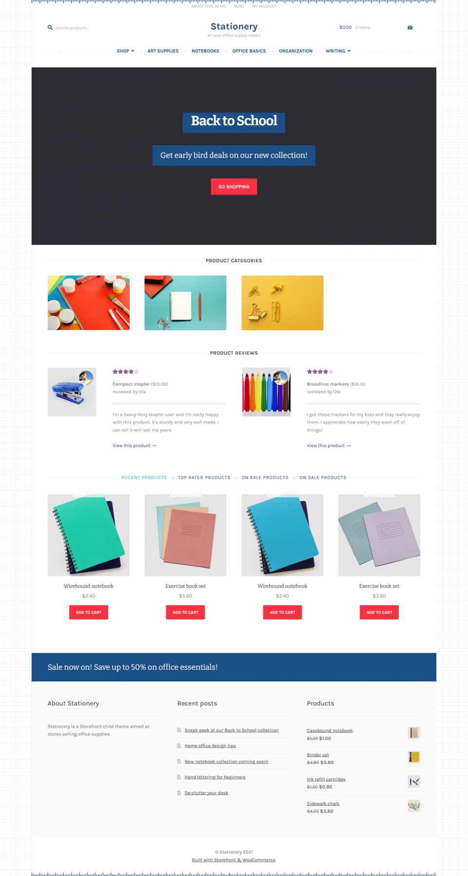 WordPress template WooCommerce Stationery