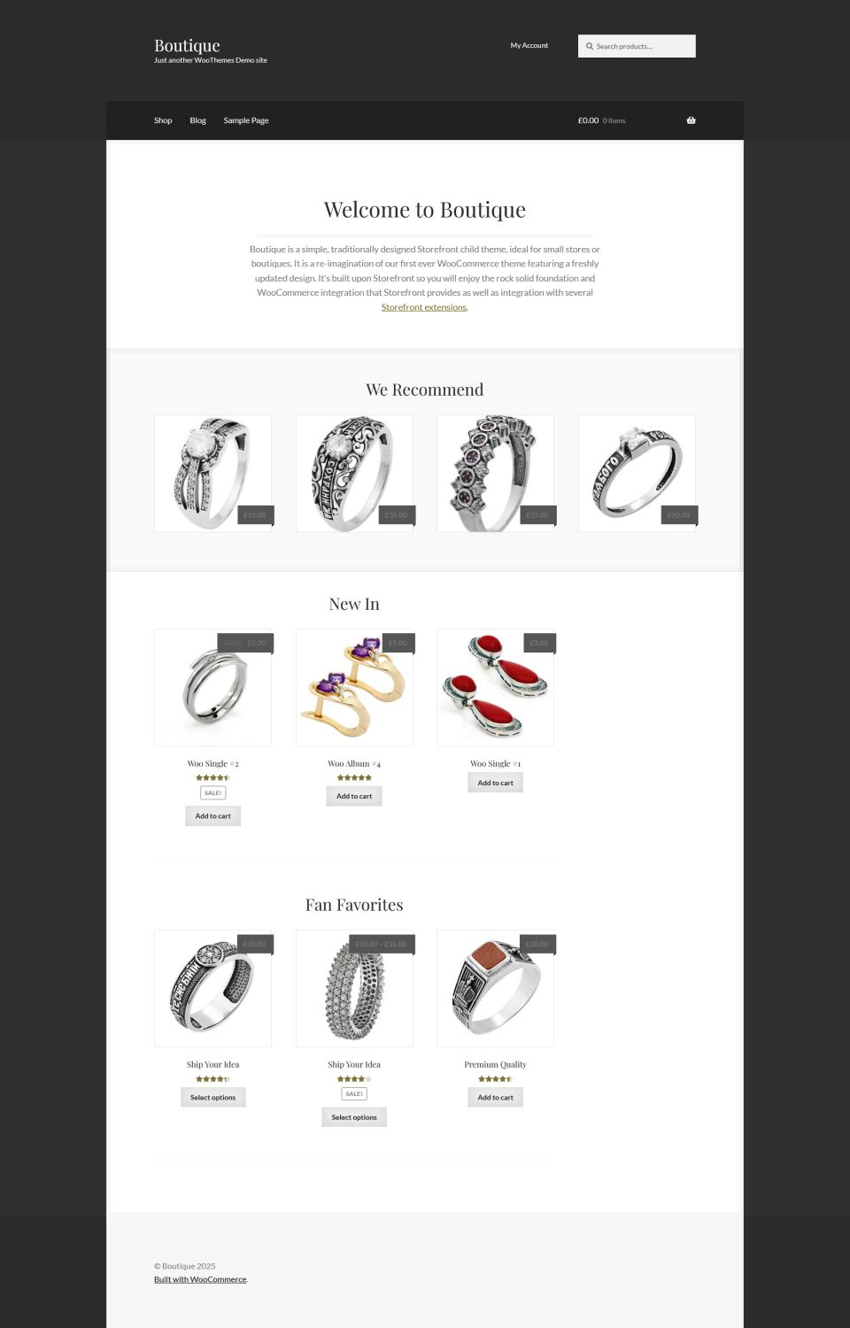 WordPress template WooCommerce Themes Storefront Boutique