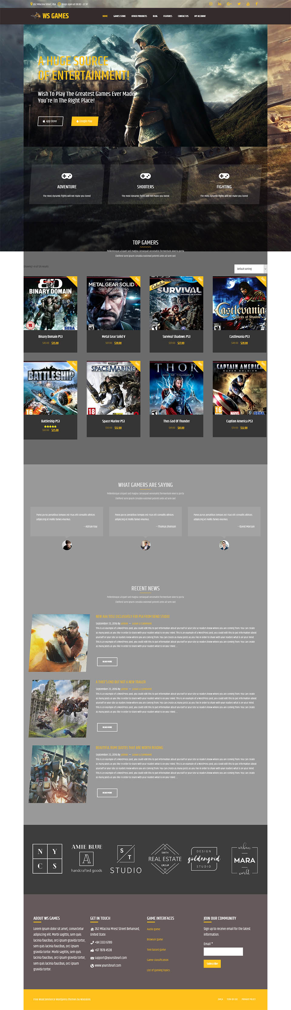 WordPress template WooSkins Games