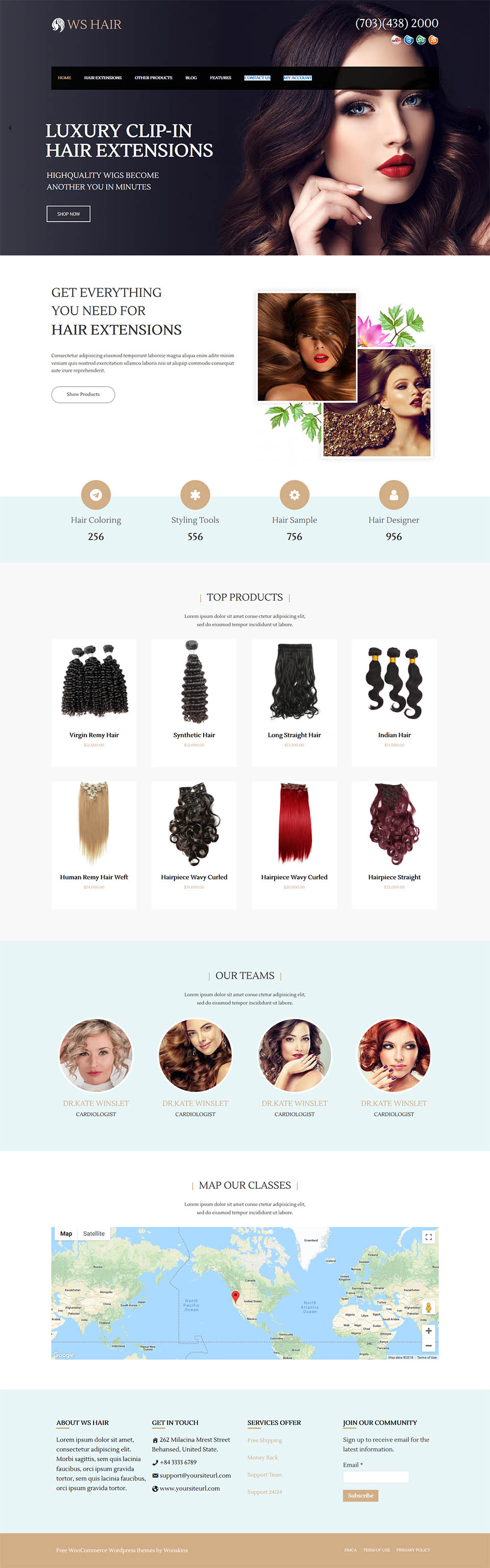WordPress template WooSkins Hair