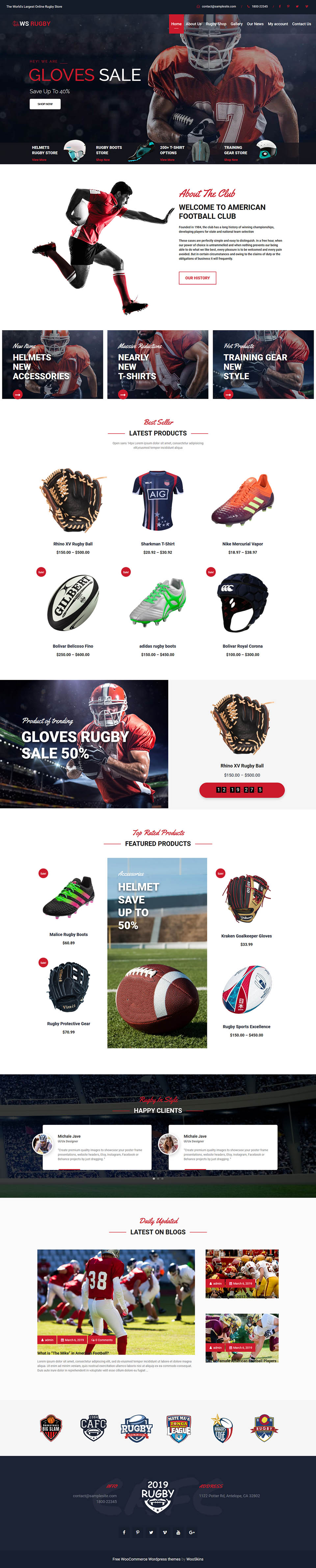 WordPress template WooSkins Rugby